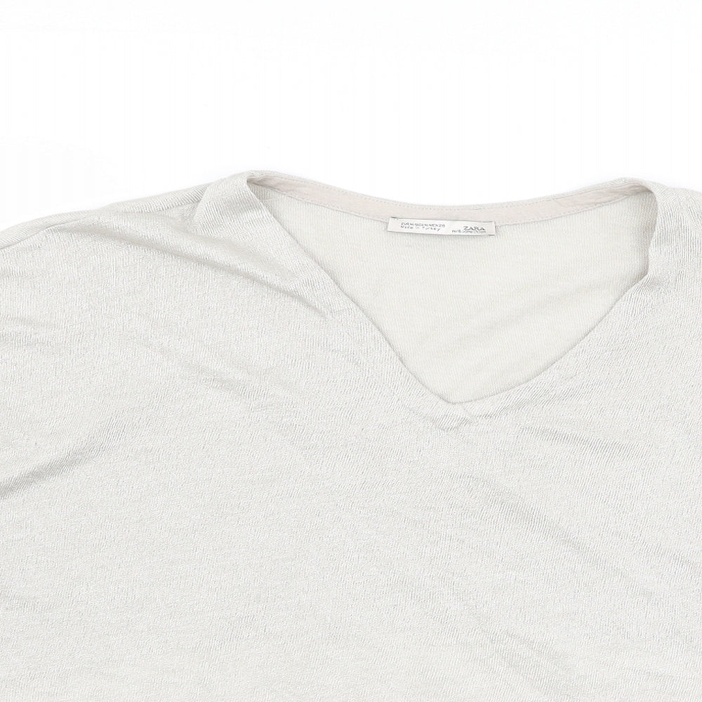 Zara Womens Ivory   Basic T-Shirt Size 12