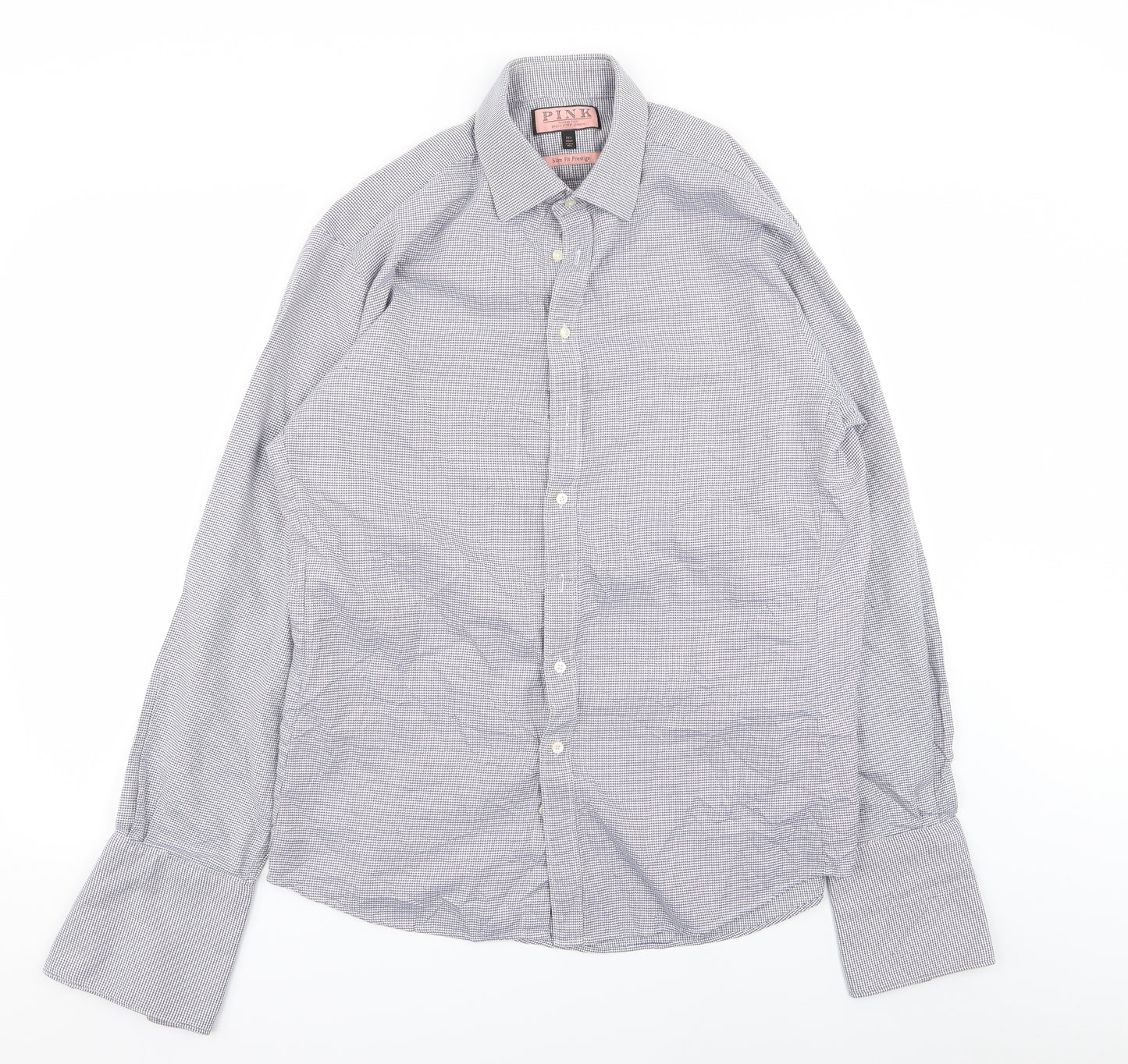 PINK Mens Multicoloured Houndstooth   Dress Shirt Size 16.5