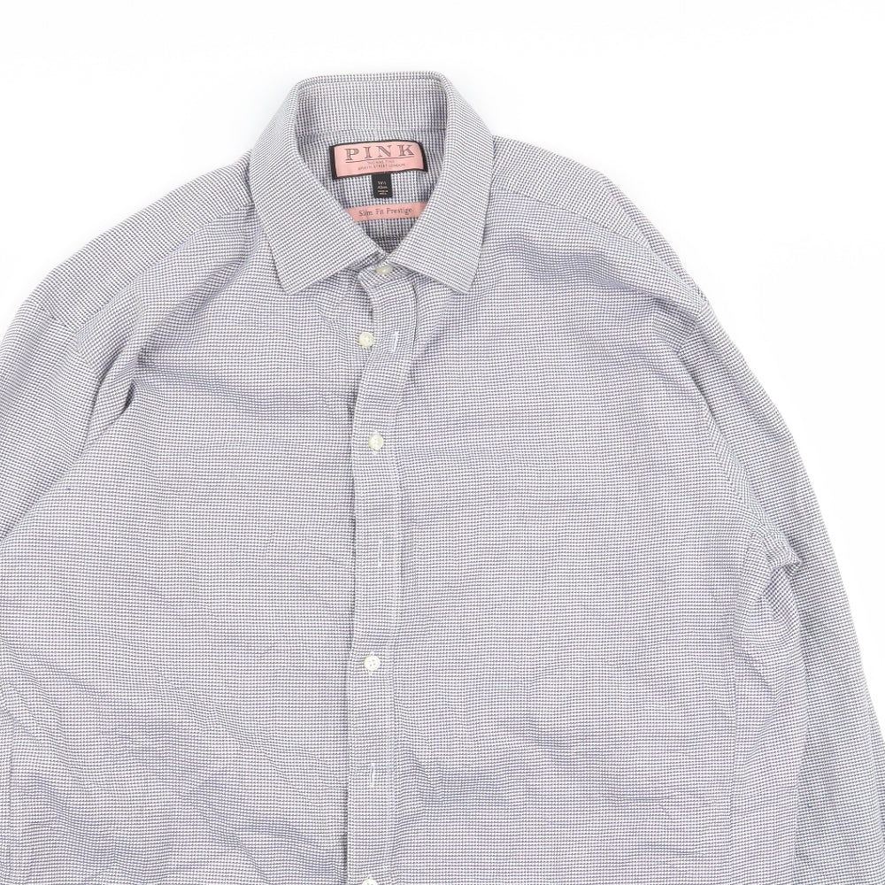 PINK Mens Multicoloured Houndstooth   Dress Shirt Size 16.5