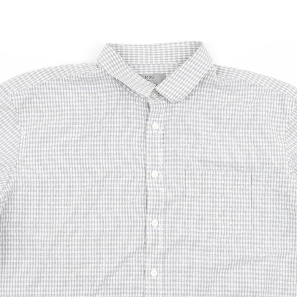 M&S Mens Multicoloured Check   Button-Up Size XL