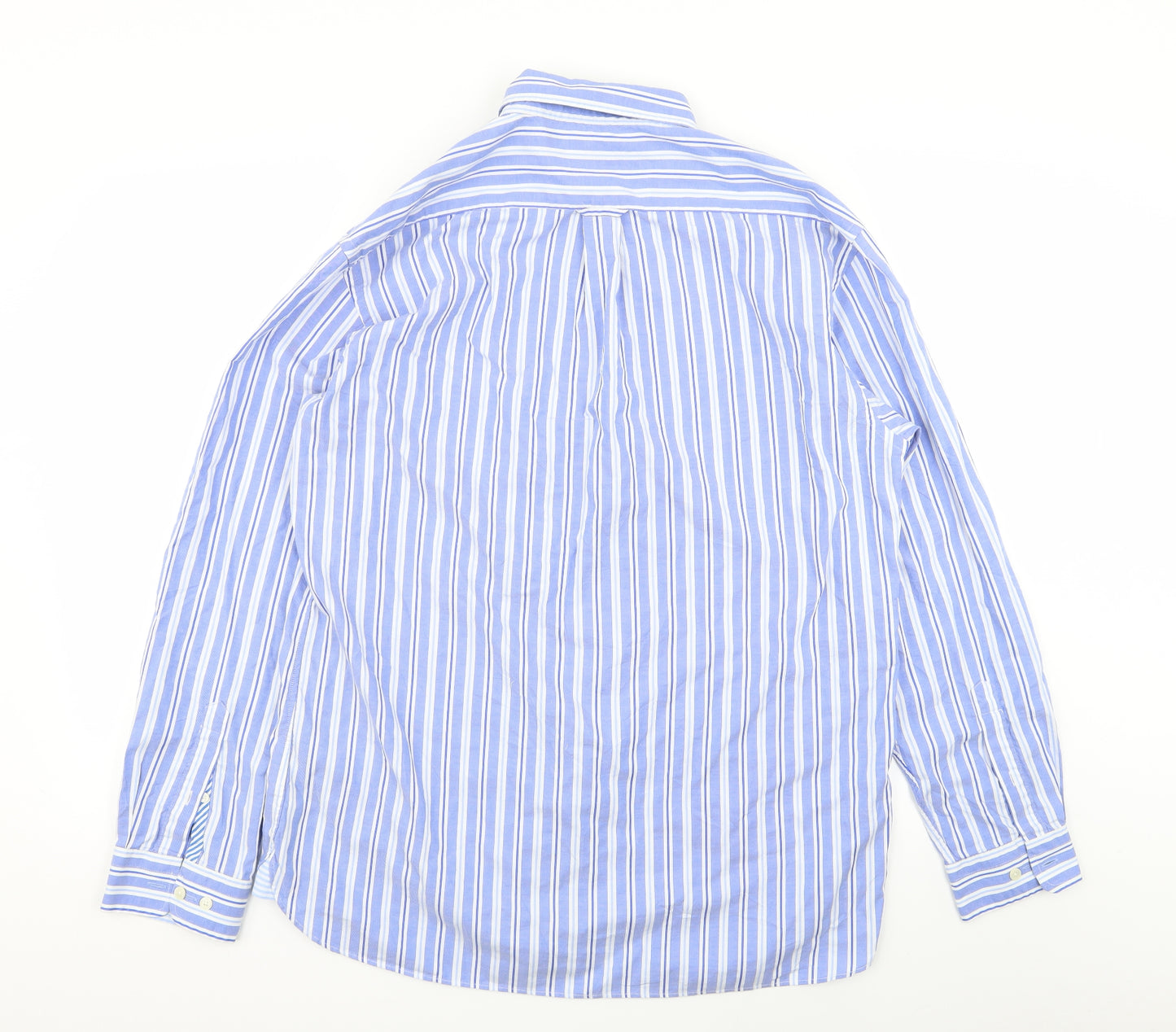 grant Mens Blue Striped   Dress Shirt Size L