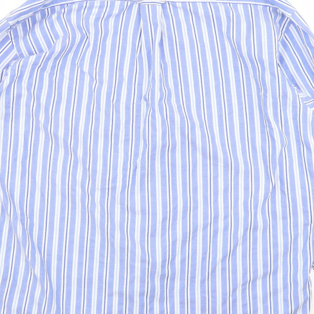 grant Mens Blue Striped   Dress Shirt Size L