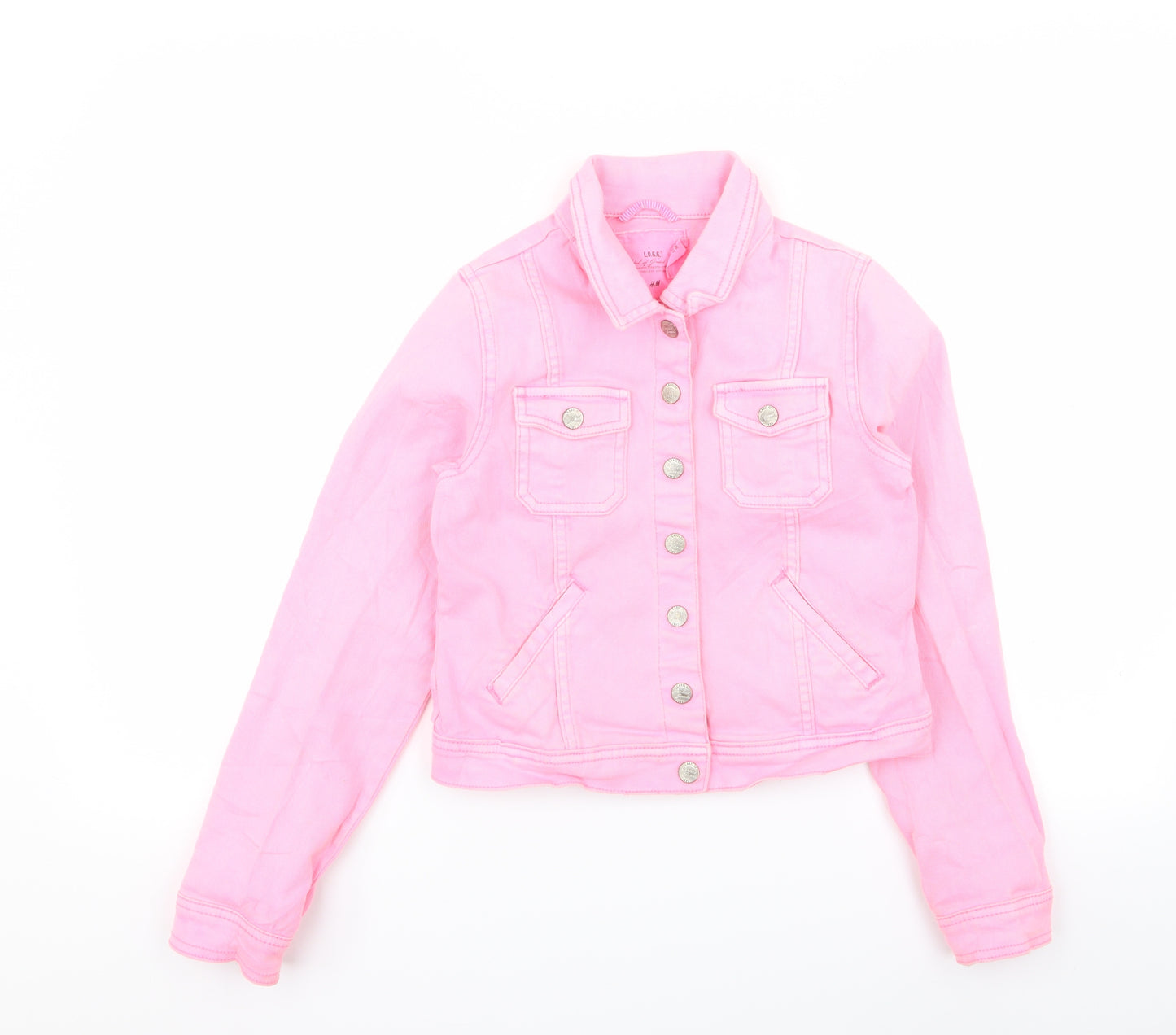 H&M Girls Pink   Jacket  Size 11-12 Years  - denim jacket