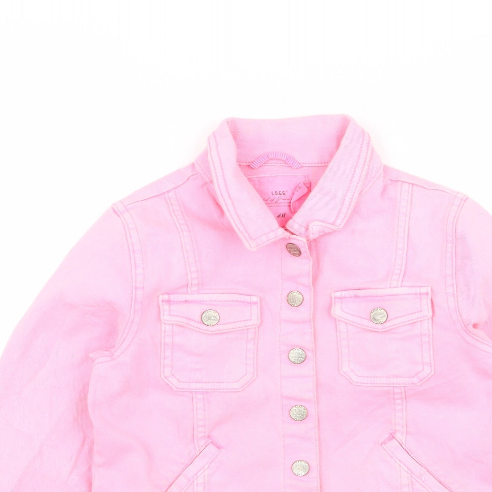 H&M Girls Pink   Jacket  Size 11-12 Years  - denim jacket