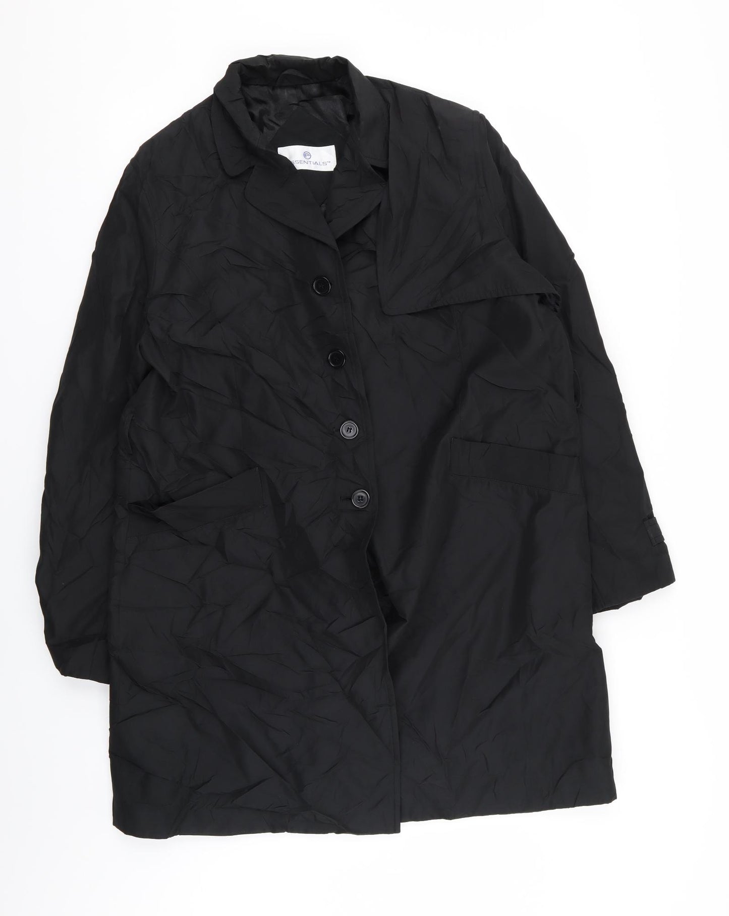 essenials Womens Black   Overcoat Coat Size 18