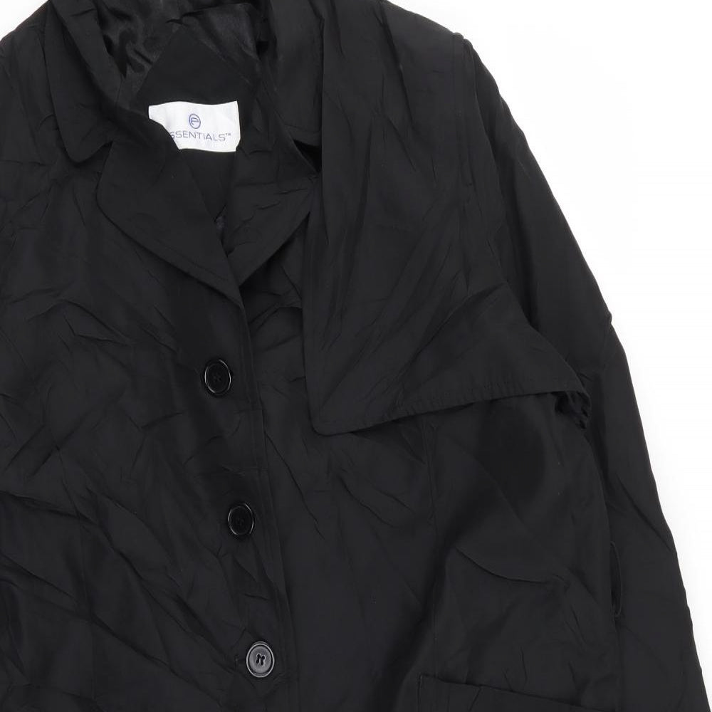 essenials Womens Black   Overcoat Coat Size 18
