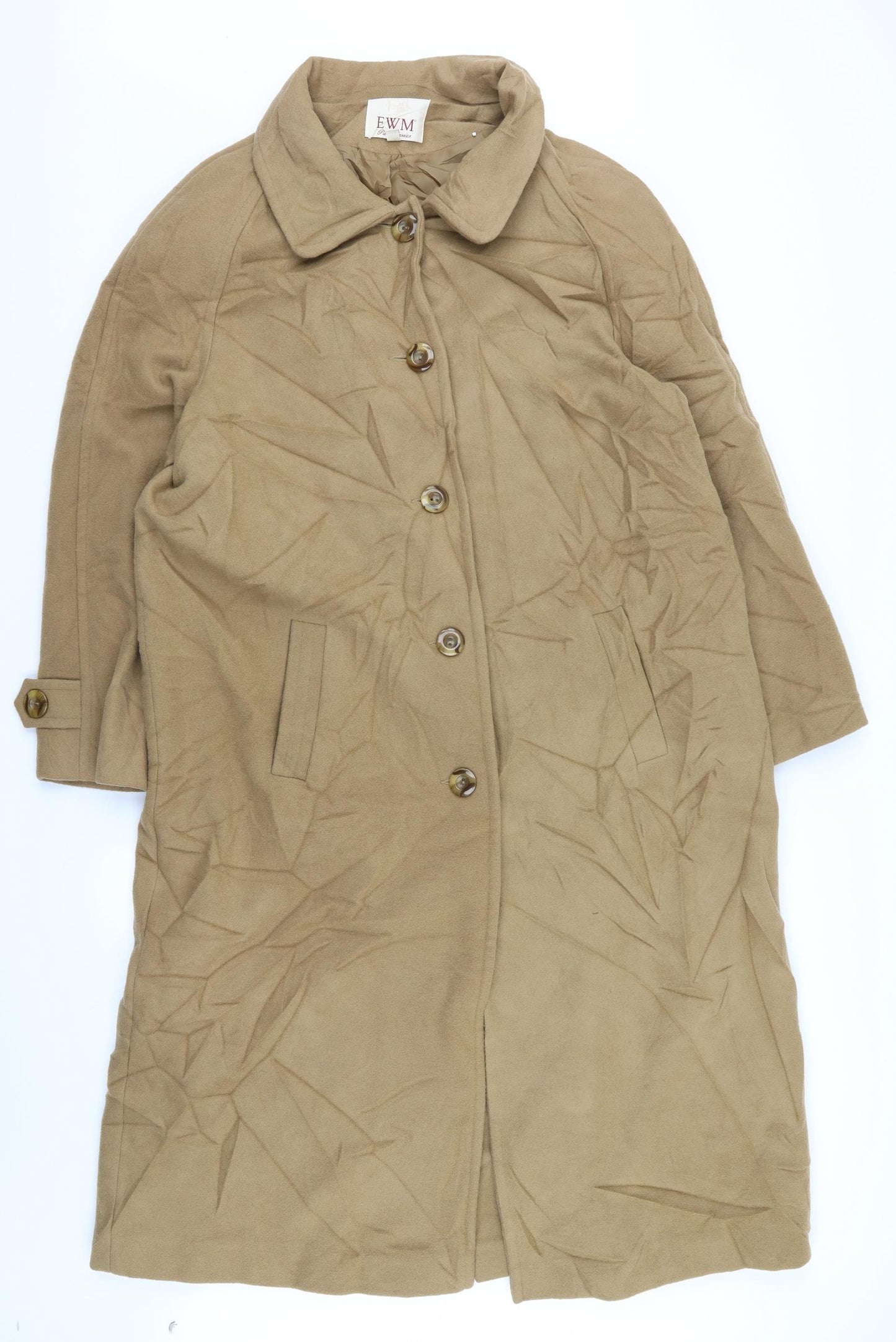 EWM Womens Beige   Overcoat Coat Size 16