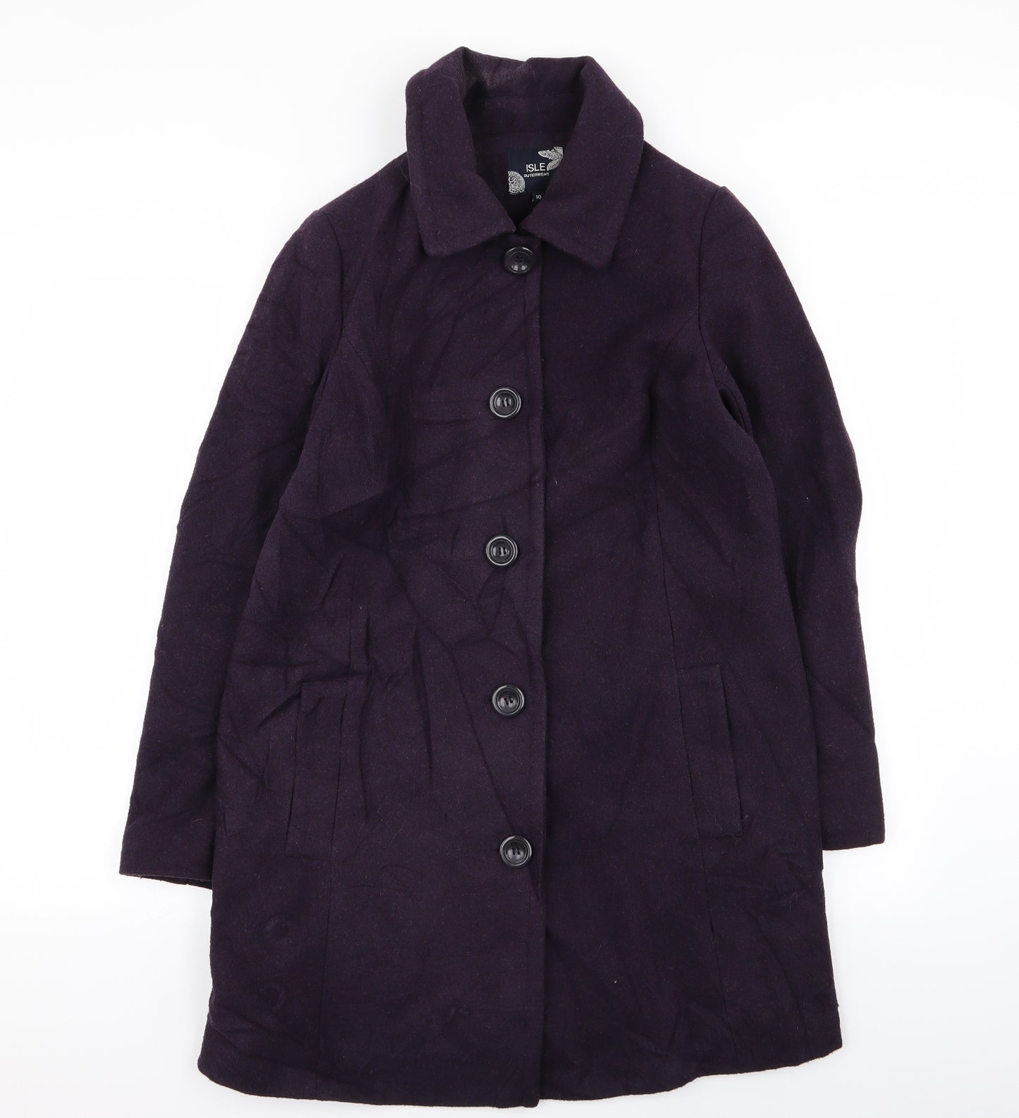 isle Womens Purple   Overcoat Coat Size 10