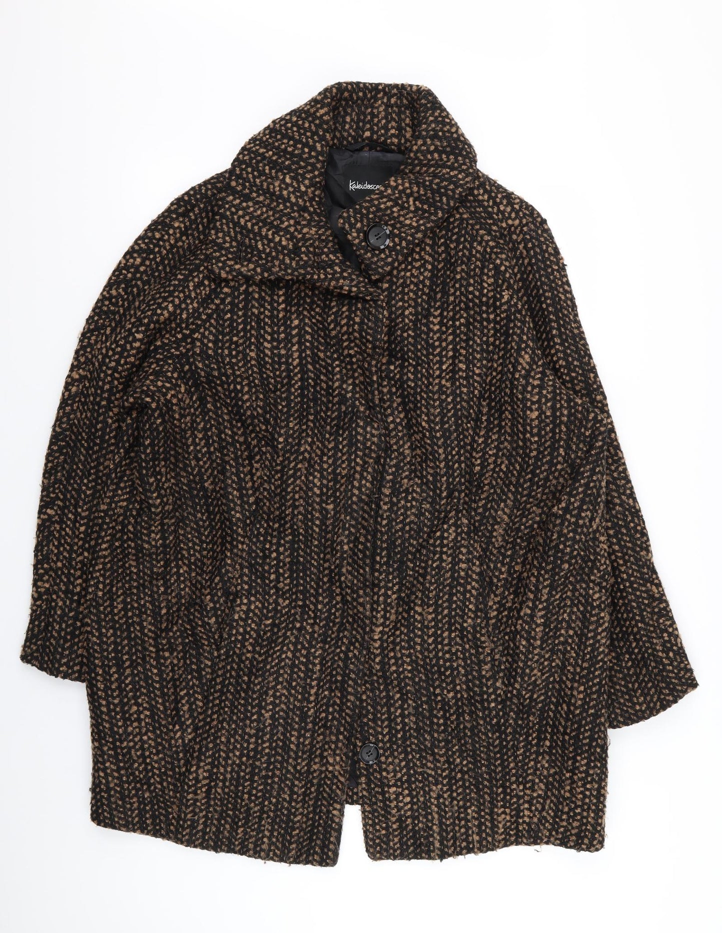 Kaleidoscope Womens Brown Geometric  Overcoat Coat Size 14