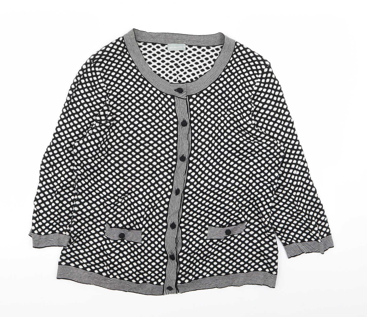 Per Una Womens Black Polka Dot  Cardigan Jumper Size 16