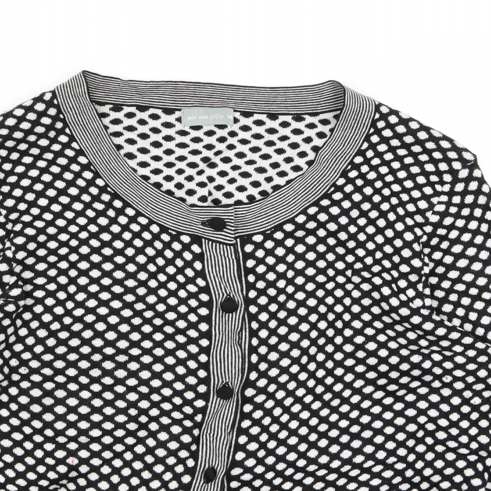 Per Una Womens Black Polka Dot  Cardigan Jumper Size 16