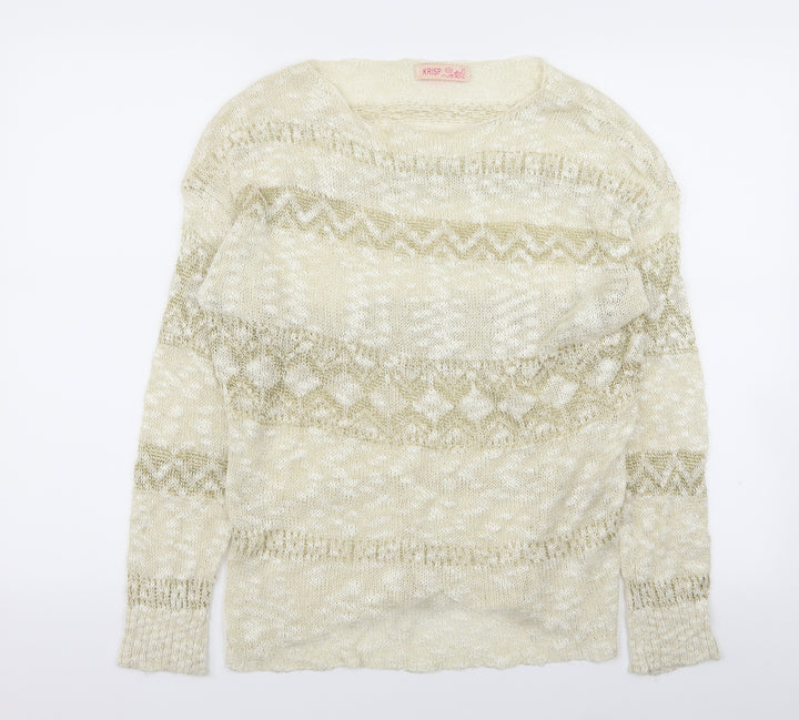 Krisp Womens Gold Striped Pullover Jumper Size S