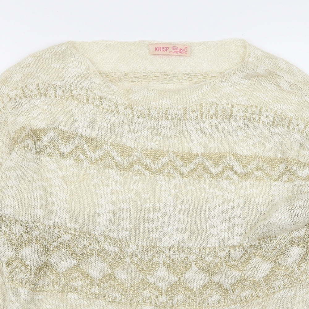 Krisp Womens Gold Striped  Pullover Jumper Size S