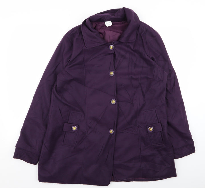 Gabrielle Vicenza Womens Purple Overcoat Coat Size 14