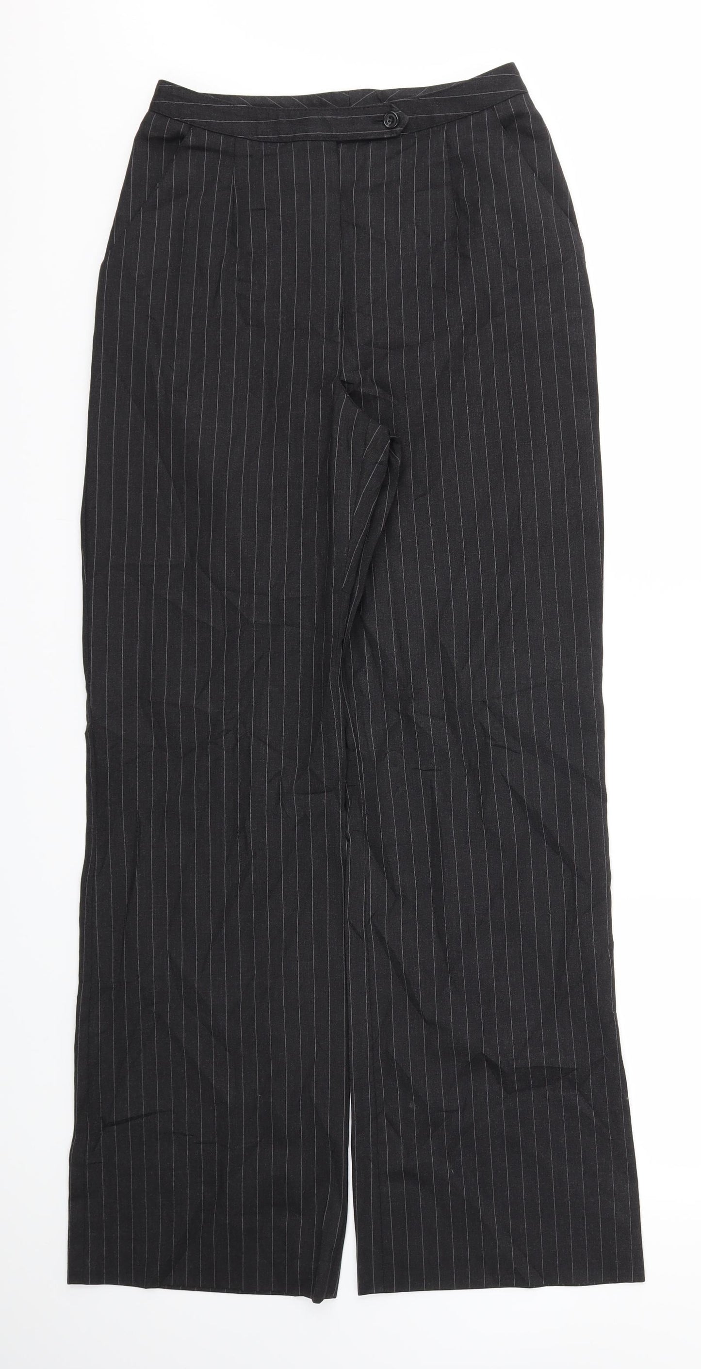NEXT Womens Black Striped  Trousers  Size 10 L31 in