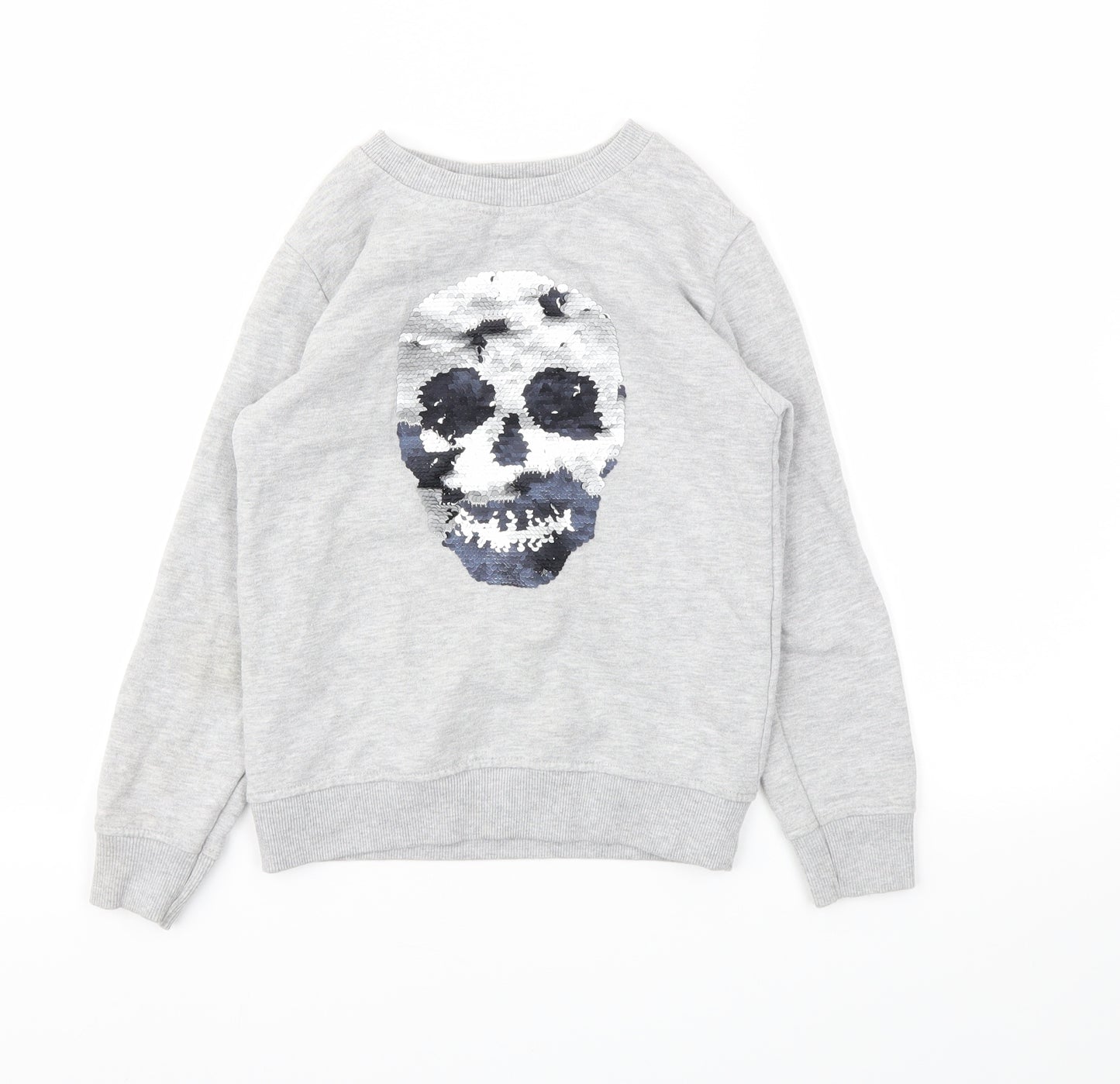 H&M Girls Grey Animal Print  Pullover Jumper Size 7-8 Years