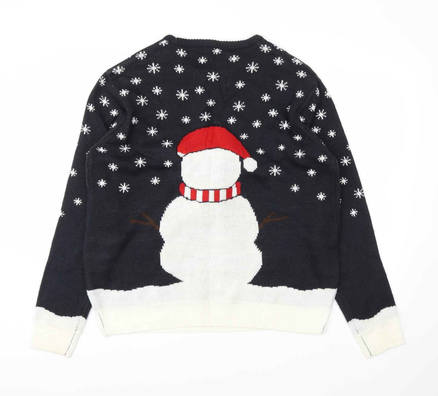 Christmas Mens Blue Animal Print  Pullover Sweatshirt Size XL