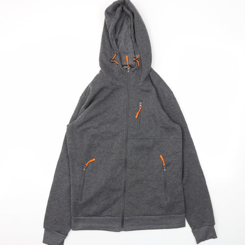 SIMHWRSS Mens Grey   Full Zip Hoodie Size L