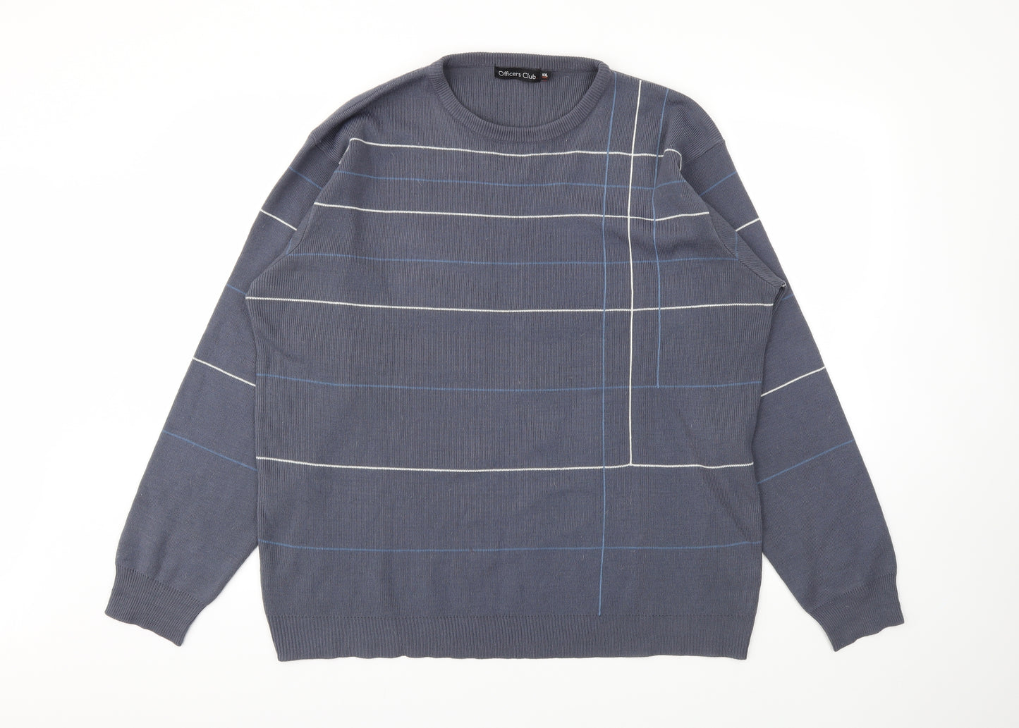 OFFICERS CLUB Mens Blue Check  Pullover Jumper Size 2XL