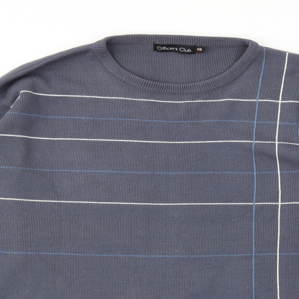 OFFICERS CLUB Mens Blue Check  Pullover Jumper Size 2XL
