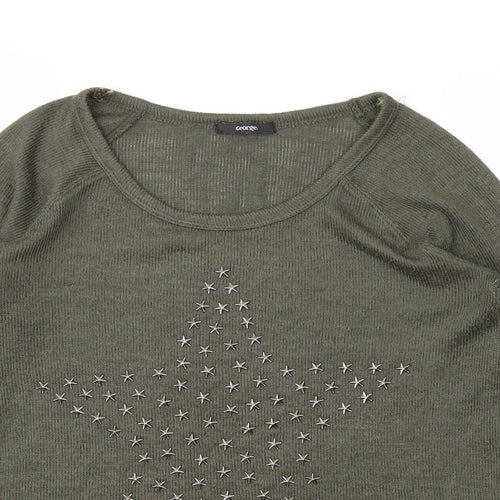 George Womens Green Argyle/Diamond  Pullover Jumper Size 8