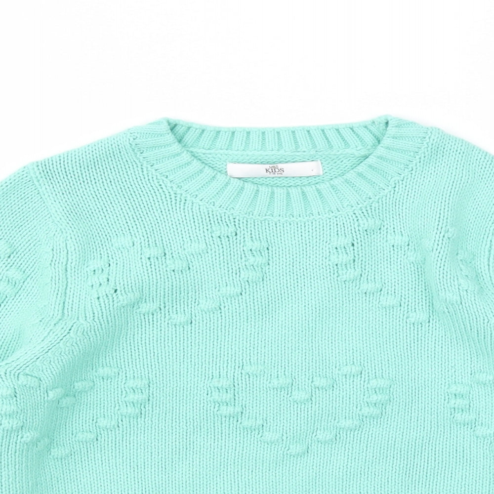 M&S Girls Green   Pullover Sweatshirt Size 7-8 Years