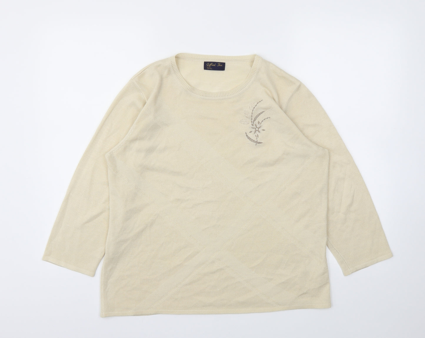 CLIFFORD FOX Womens Beige   Basic T-Shirt Size 12