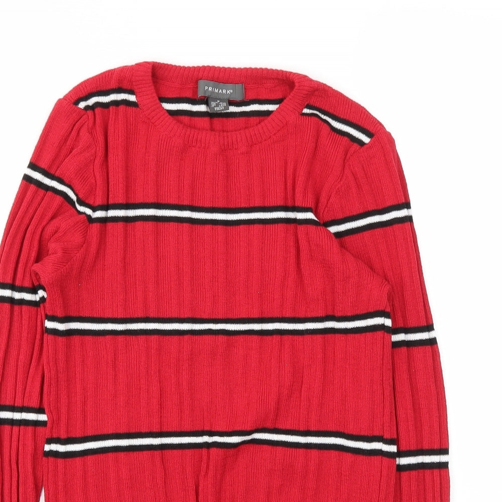 Primark Womens Red Striped  Basic T-Shirt Size M