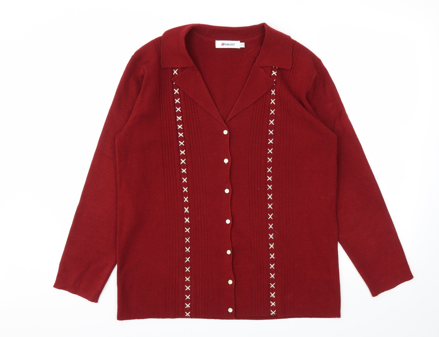 Damart Womens Red   Cardigan Jumper Size 12