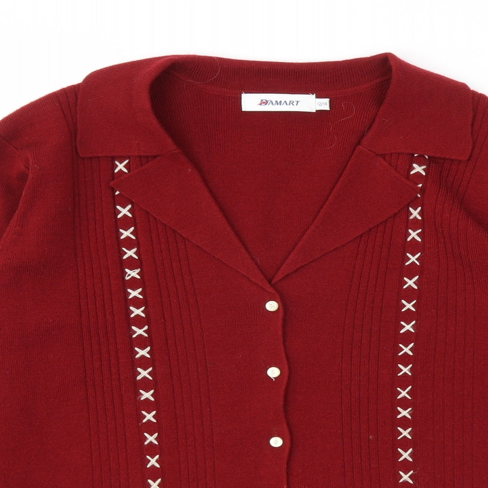 Damart Womens Red   Cardigan Jumper Size 12