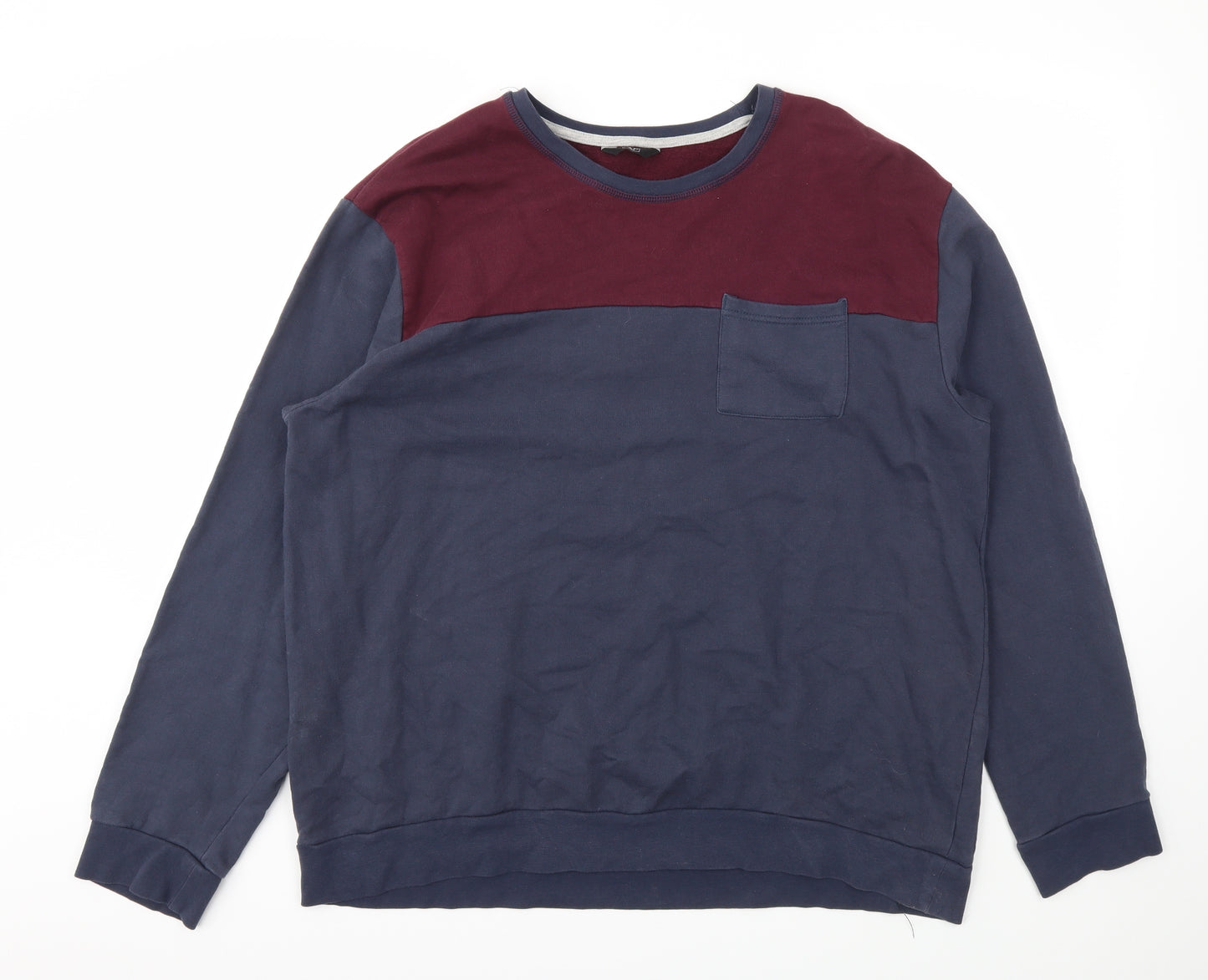F&F Mens Blue Striped  Pullover Sweatshirt Size 2XL