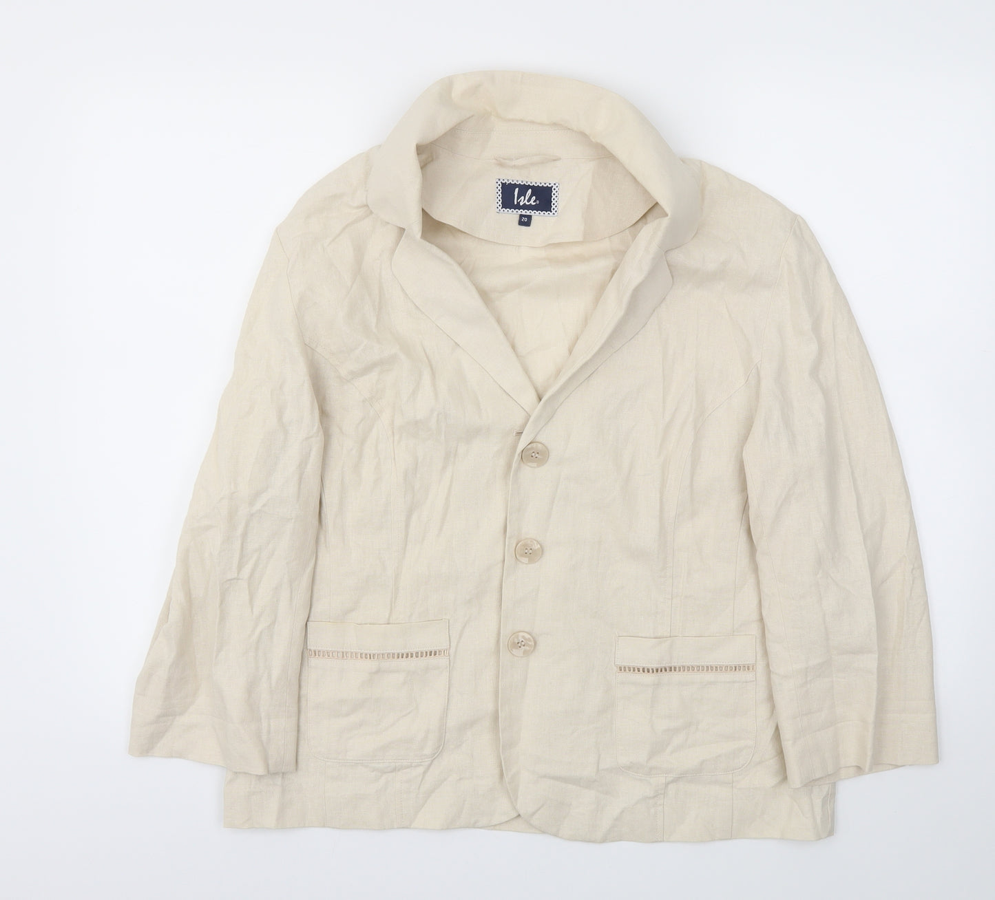 ISLE Womens Beige   Jacket Blazer Size 20