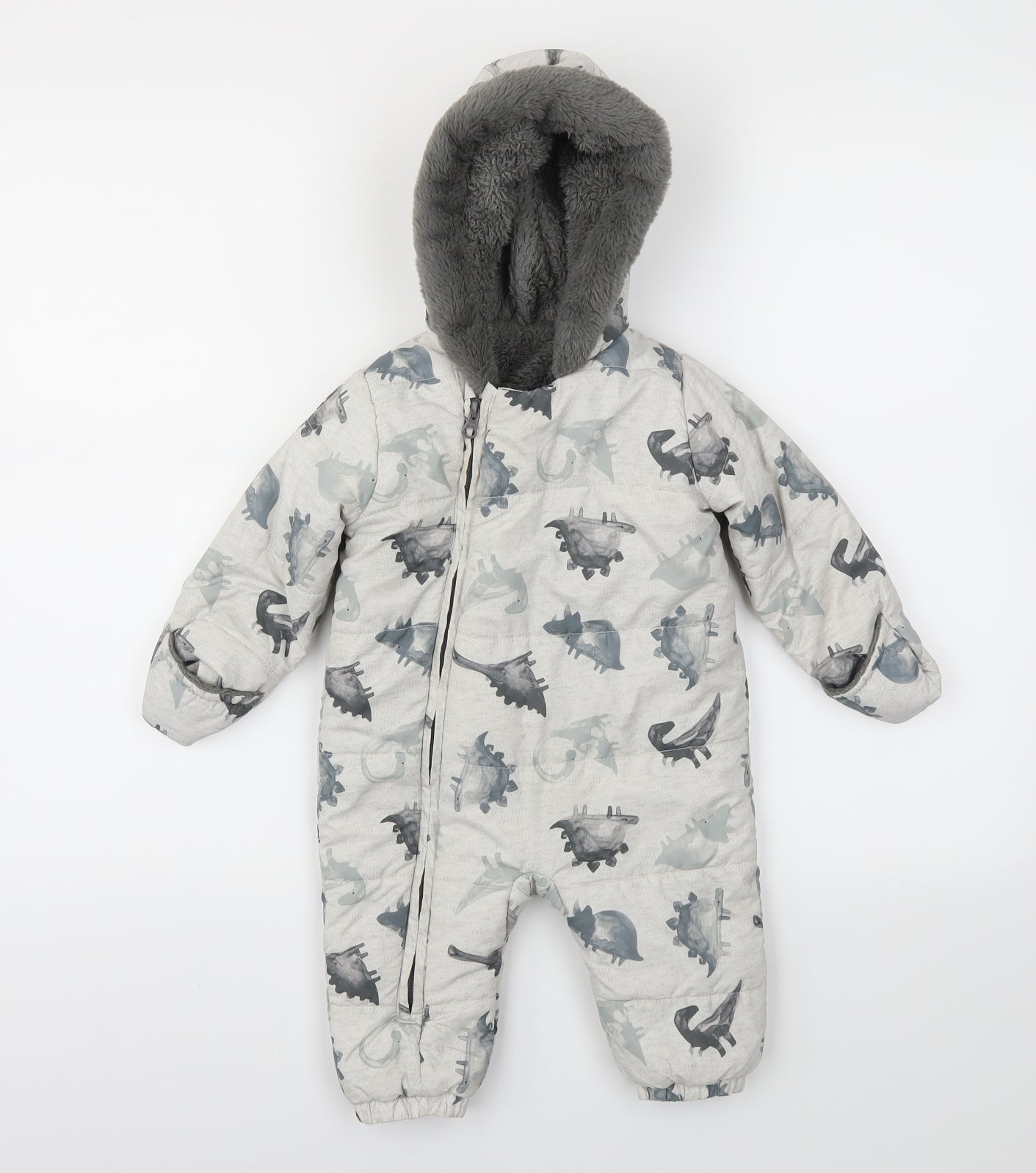 TU Boys Grey Animal Print  Babygrow One-Piece Size 6-9 Months