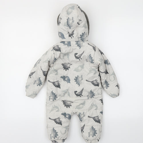 TU Boys Grey Animal Print  Babygrow One-Piece Size 6-9 Months