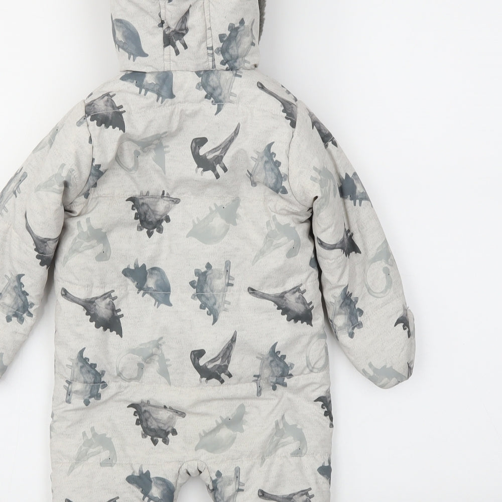 TU Boys Grey Animal Print  Babygrow One-Piece Size 6-9 Months