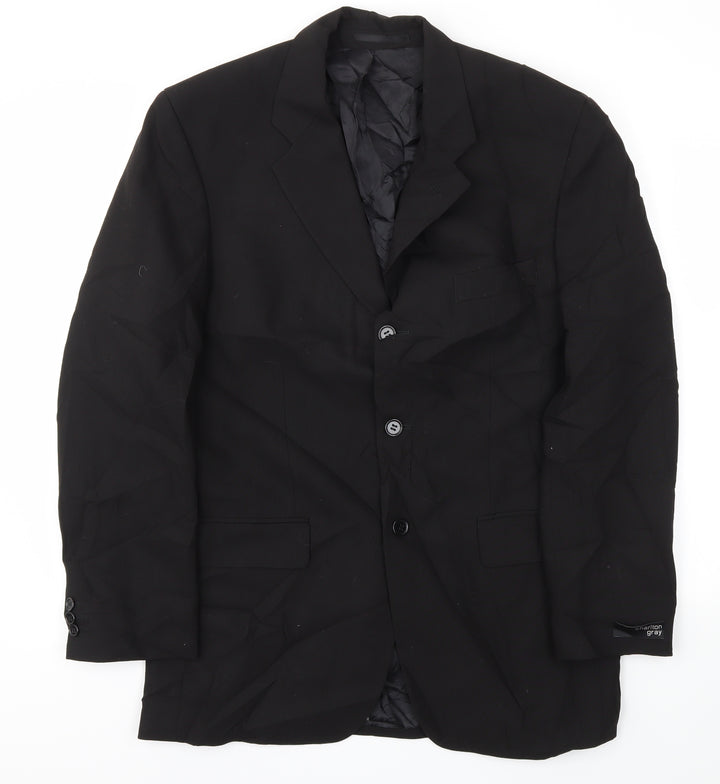 CHALITON GRAY Mens Black Jacket Blazer Size 40