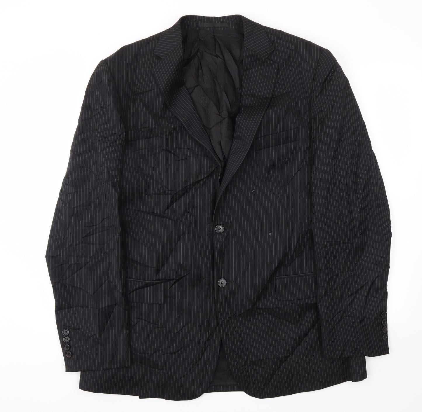M&S Mens Black Striped  Jacket Blazer Size 42