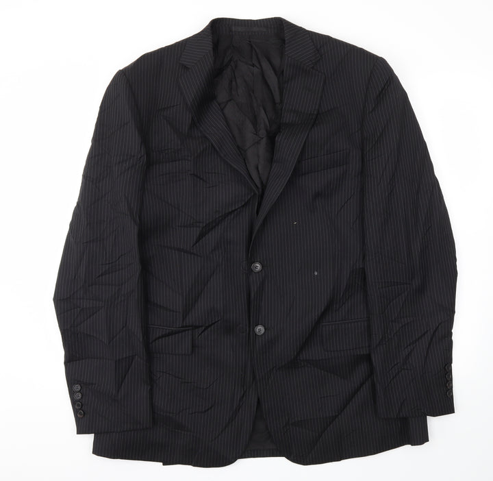 M&S Mens Black Striped  Jacket Blazer Size 42