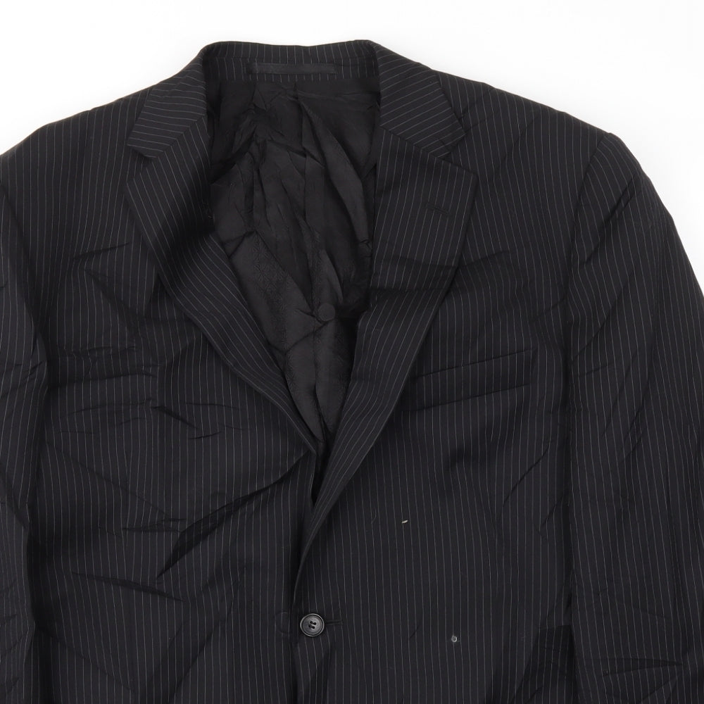 M&S Mens Black Striped  Jacket Blazer Size 42