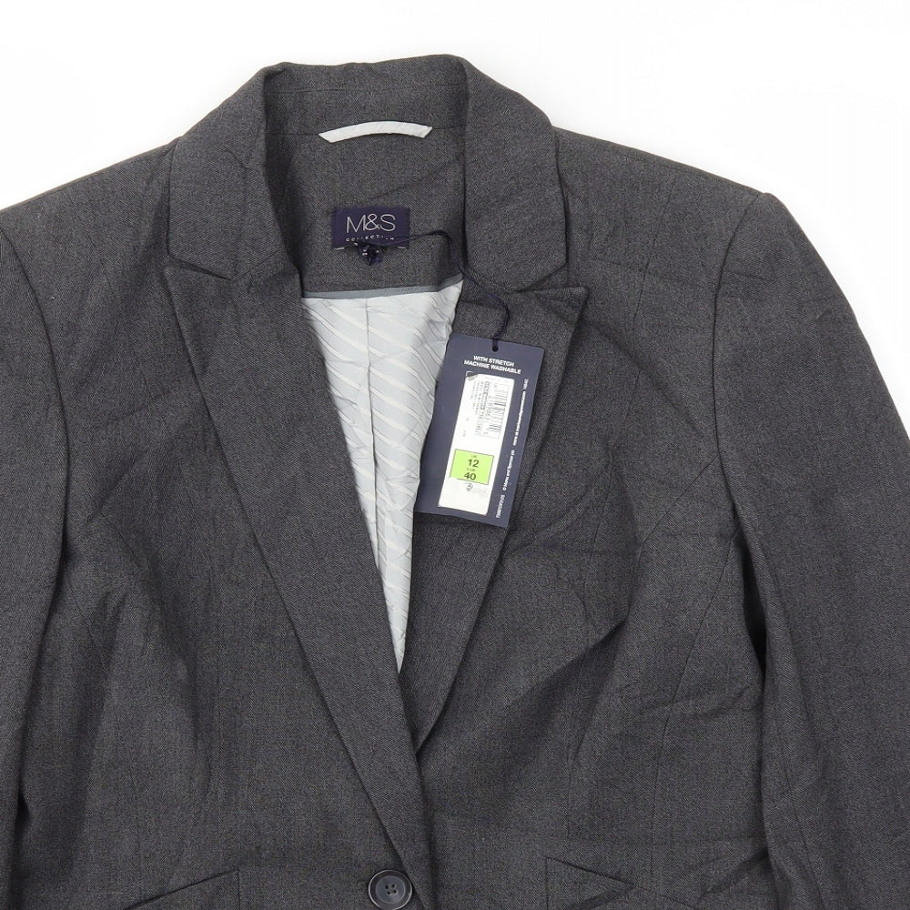 M&S Womens Grey   Jacket Blazer Size 12