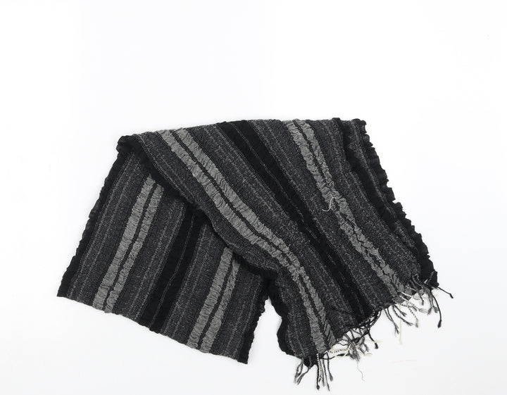 Preworn Womens Black Striped   Scarf   - ruffled
