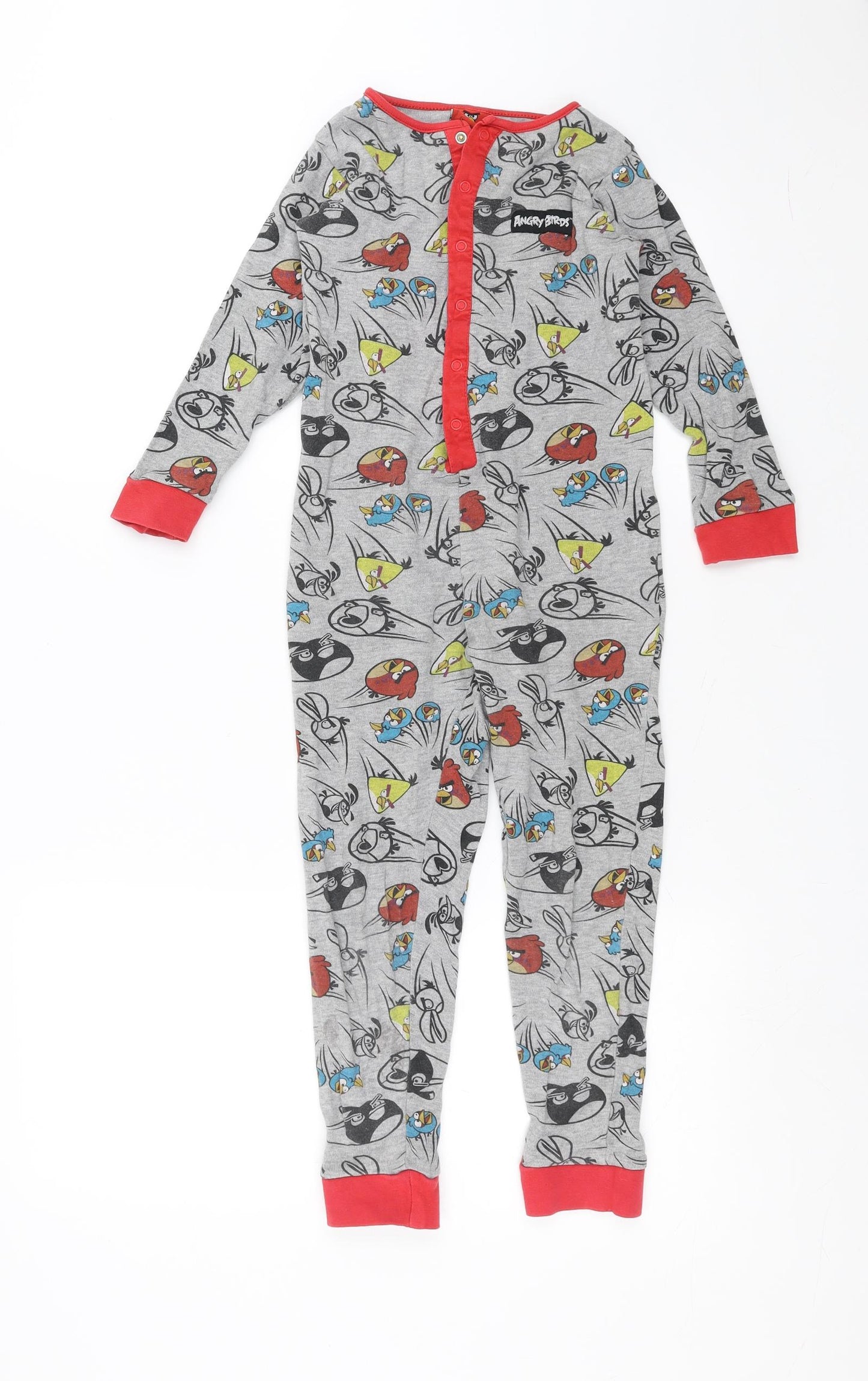 Angry Birds Boys Grey Solid   One Piece Size 6-7 Years  - angry birds onesie