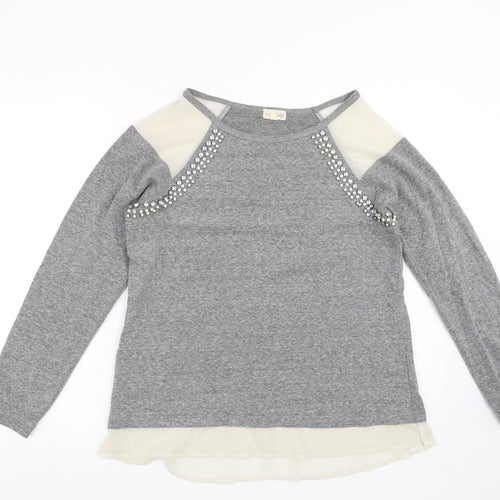 Maison Jules Womens Grey   Pullover Jumper Size M  - beaded
