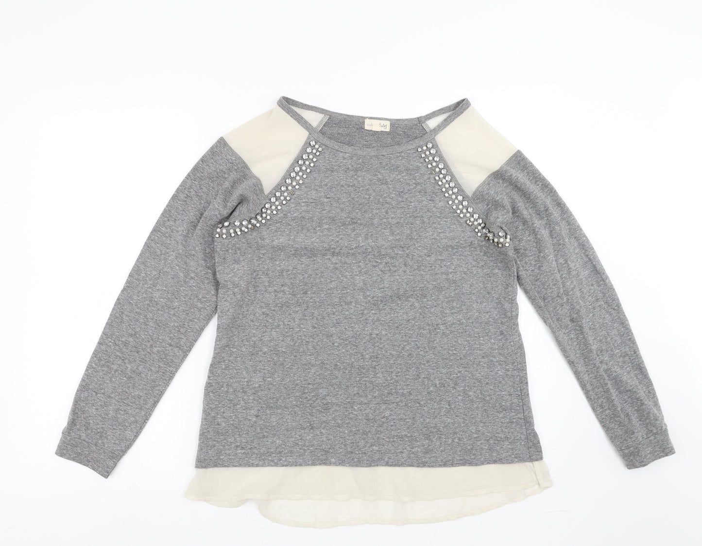 Maison Jules Womens Grey   Pullover Jumper Size M  - beaded