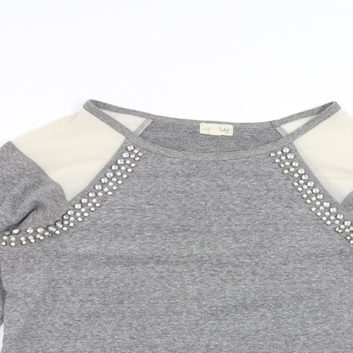 Maison Jules Womens Grey   Pullover Jumper Size M  - beaded