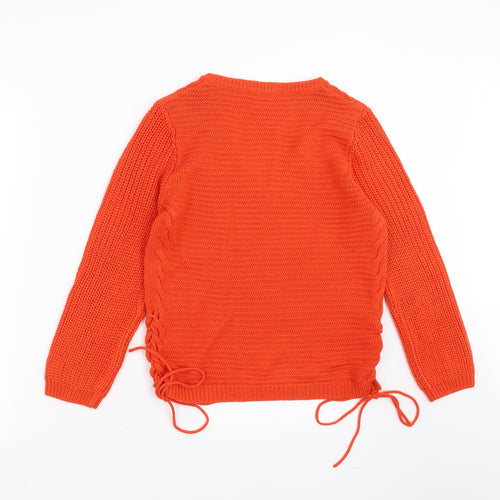 Sainsburys  Womens Orange  Knit Pullover Jumper Size 8  - tie side detail