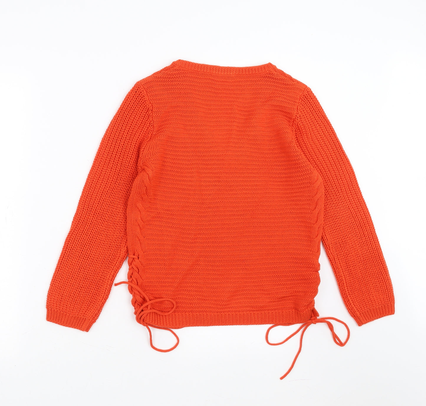 Sainsburys  Womens Orange  Knit Pullover Jumper Size 8  - tie side detail