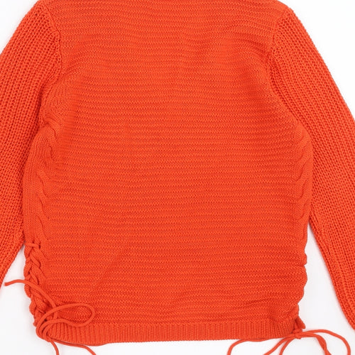 Sainsburys  Womens Orange  Knit Pullover Jumper Size 8  - tie side detail
