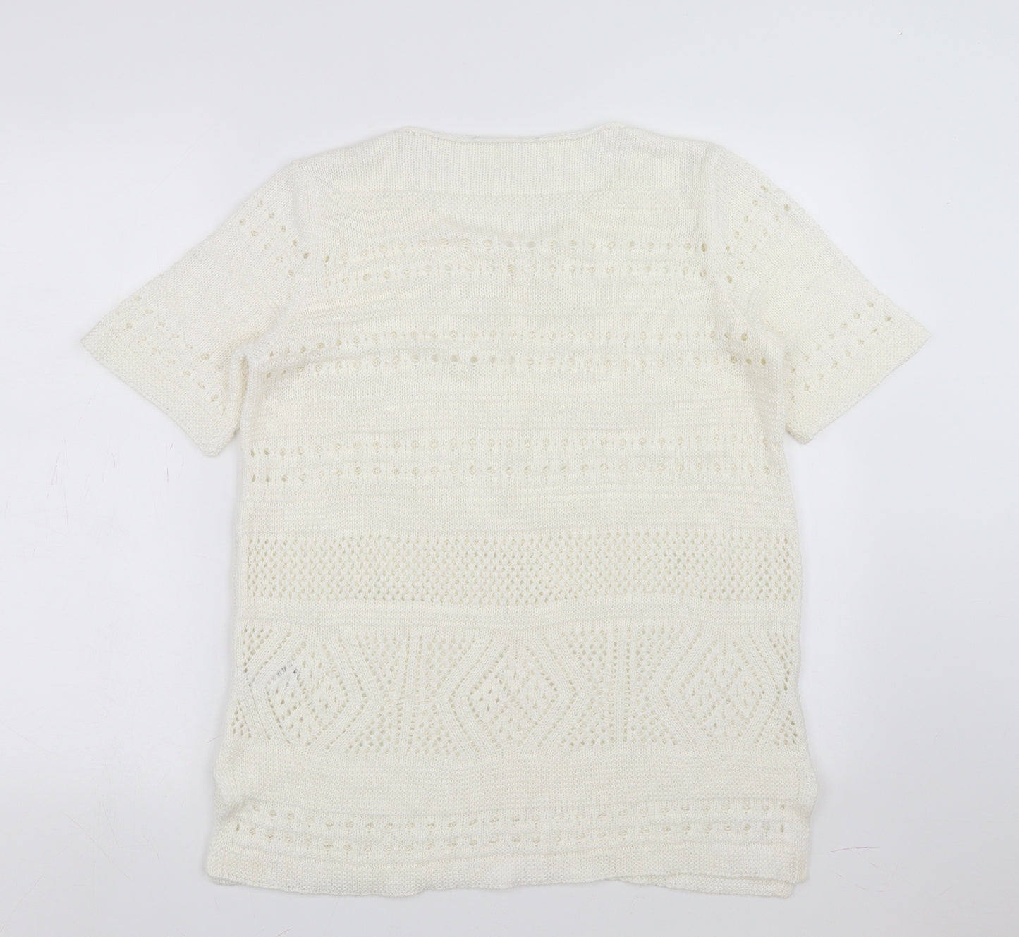 George Womens Ivory Geometric  Pullover Jumper Size 14  - open knit