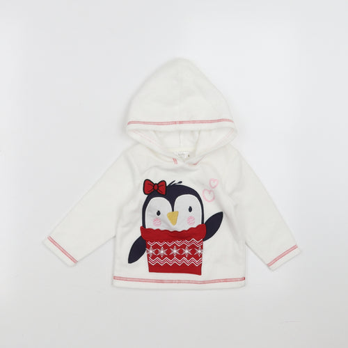 M&Co Girls White   Pullover Jumper Size 6-9 Months  - penguin